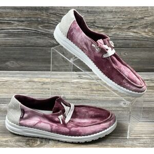 Hey Dude Wendy Tie Dye Red - Burgundy Shoes Slip-On Comfort Casual Woman's 8